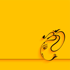 creative lord ganesha design on yellow background