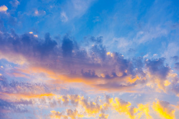 Sunset and cloudy sky