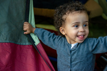 Little black girl in tent