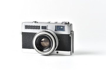Vintage SLR camera isolated on white background - obrazy, fototapety, plakaty