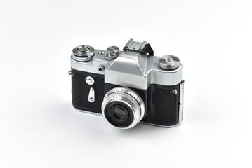 Fototapeta premium Vintage SLR camera isolated on white background