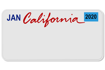 california new car digital registration plate vector - obrazy, fototapety, plakaty