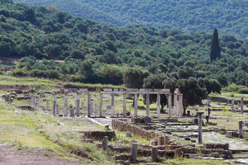Fototapeta na wymiar Panoramic view of the ancient Messini archaeological site, south Peloponnese