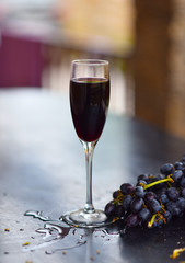 still life glass of wine and grapes