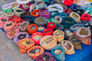 Herb and spice on the ground beside Leh Main Bazaar at Leh Ladakh, India