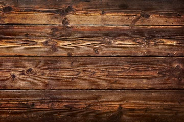 Tuinposter Bruin houten plank textuur achtergrond. hardhouten vloer © jakkapan