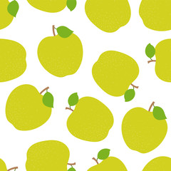 Apple seamless pattern. Fashion design. Fresh fruit. Vector sketch background. Food print for clothes, kitchen tablecloth, curtain or dishcloth