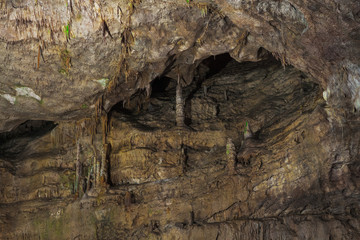 stalactites and stalagmites in the cave