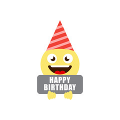 Fototapeta premium happy birthday emoticons vector icon symbol isolated on white background