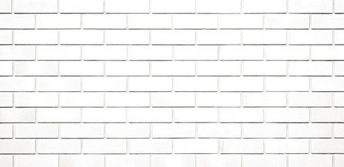 Panorama white brick wall texture and background