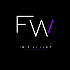 Initial F W FW minimalist modern logo identity vector