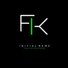 Initial F K FK minimalist modern logo identity vector