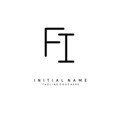 Initial F I FI minimalist modern logo identity vector
