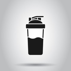 Shaker icon in flat style. Sport bottle vector illustration on isolated background. Fitness container business concept.