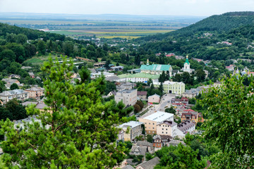 Fototapeta na wymiar Aerial view to historical town Kremenets, Ternopil region, Ukraine. August 2019 