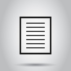 Document note icon in flat style. Paper sheet vector illustration on white background. Notepad document business concept.