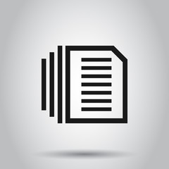 Document note icon in flat style. Paper sheet vector illustration on white background. Notepad document business concept.