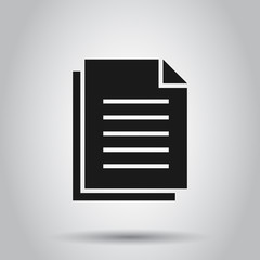 Document note icon in flat style. Paper sheet vector illustration on white background. Notepad document business concept.