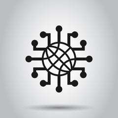 Global network icon in flat style. Cyber world vector illustration on isolated background. Earth business concept.