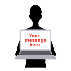 The silhouette of the businesswoman and  pc