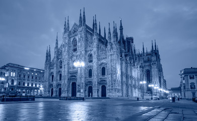 Fototapeta na wymiar Milan Cathedral - (Duomo di Milano (Milan Cathedral) and Piazza del Duomo in Milan)