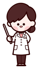 白衣の女性　笑顔