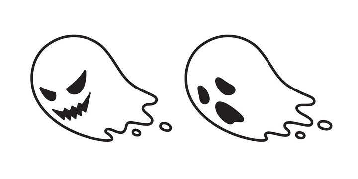 Ghost Vector Spooky Icon Halloween Logo Symbol Cartoon Character Illustration Doodle Design