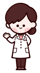 白衣の女性　OKサイン　笑顔