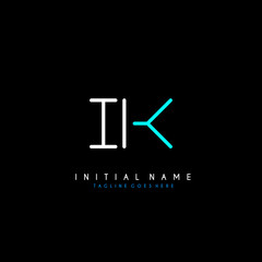 Initial I K IK minimalist modern logo identity vector