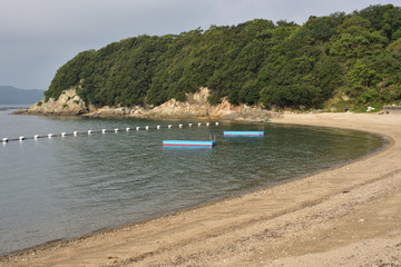 Fototapeta na wymiar 日本の岡山県の日生の海水浴場
