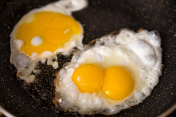 fried egg in a frying pan