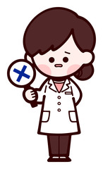 白衣の女性　バツ