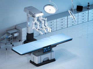 surgery room with robotic surgery