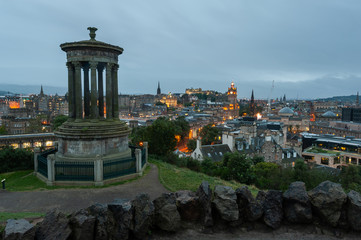 Fototapeta na wymiar Dugald Stewart Monument on Calton Hill, Edinburgh