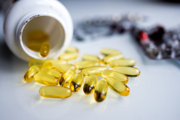 pills on white background