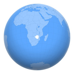 Zimbabwe on the globe. Earth centered at the location of the Republic of Zimbabwe. Map of Zimbabwe. Includes layer with capital cities.
