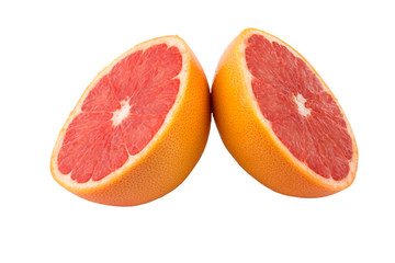 Naklejka na ściany i meble two halves of grapefruit on a white background in isolation