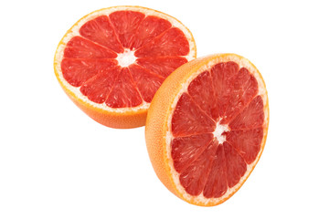 Fototapeta na wymiar two halves of grapefruit on a white background in isolation