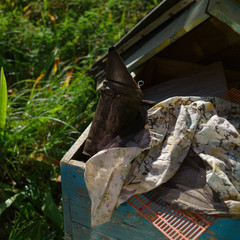 Bee smoker and beehive