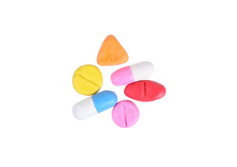 miniature drug model from japanese clay on white background