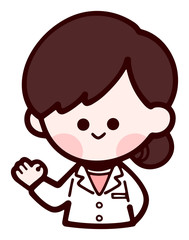 白衣の女性　笑顔　上半身