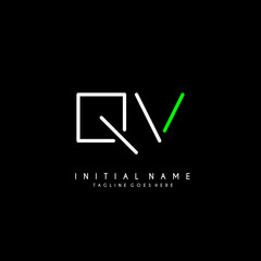 Initial Q V QV minimalist modern logo identity vector