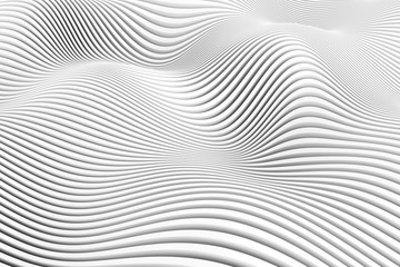 black and white abstract background with line and wave 3D illustration