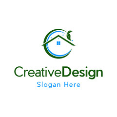 Creative home cleaning leaf logo design. House cleaning leaf service business vector illustration.