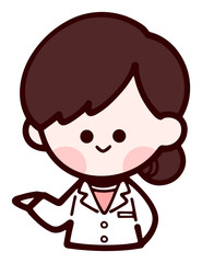白衣の女性　笑顔　上半身