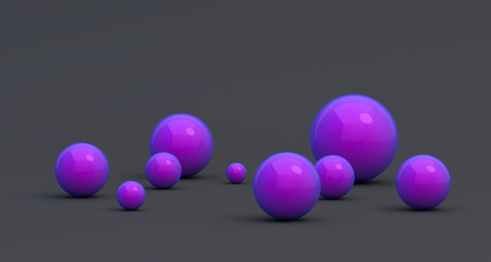 Abstract 3d render of spheres, composition with geometric shapes, modern background design