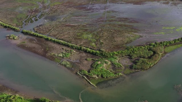 Aerial view, Marshes in Rada, Marismas de Santo&ntilde;a, Noja y Joyel Natural Park, Cantabria, Spain, Europe