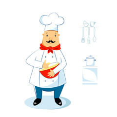 Cook with a bowl of dough