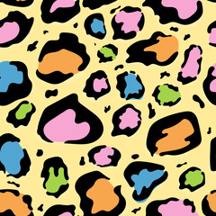 Cartoon colorful seamless cute leopard pattern. vector. animal theme