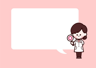 白衣の女性　丸　可愛い手書きイラスト